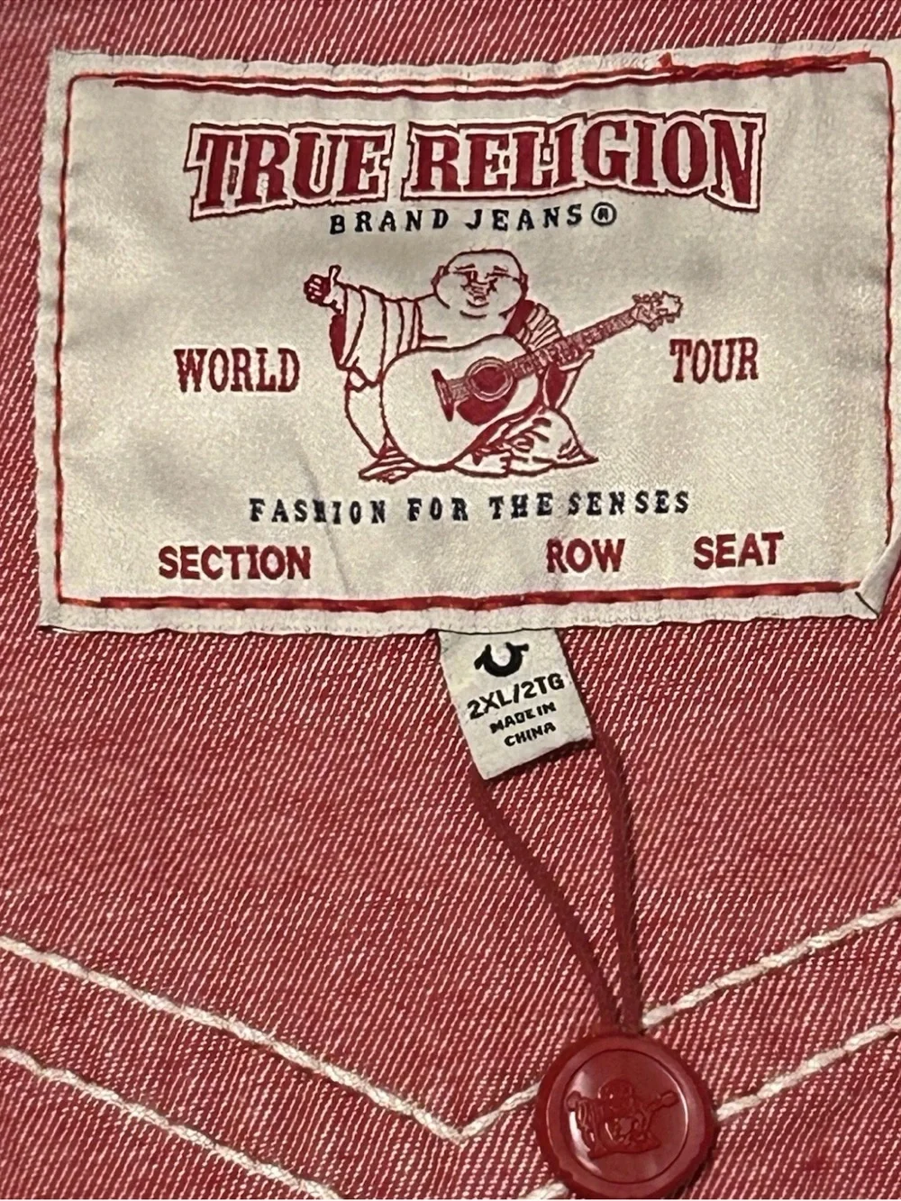 True religion 2xl red Contrast-Stitch Denim Jacket